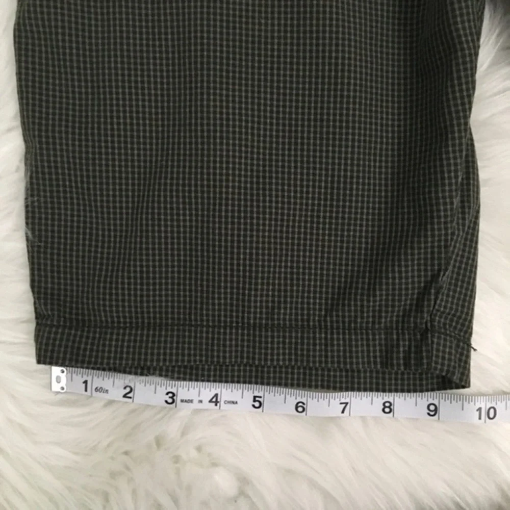 Adam Levine Mens Shorts Tiny Plaid Green Flat Front 34 Bermuda Welt Back Pockets - Picture 12 of 14